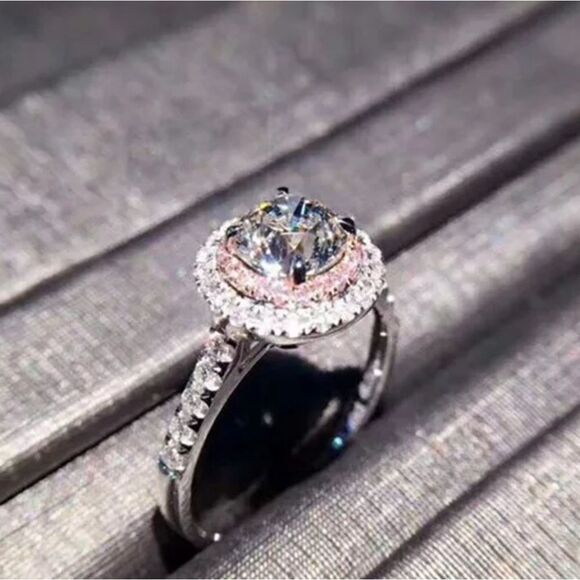 925 Silver Two-Tone Sparkling Ring - Picture 4 of 6